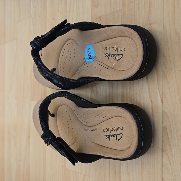 Clarks Womens Laurieann Rae Black Sandals Flip Floops Size 6 - Picture 4 of 14